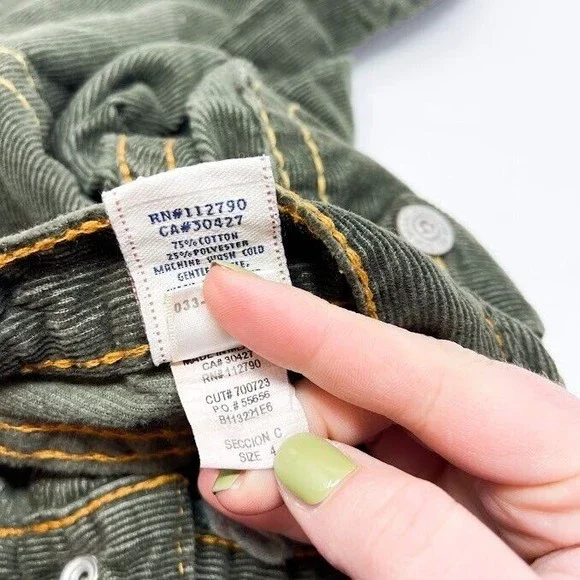 True Religion Corduroy Pants Kids‎ Girls Classic Stretch Wide Leg Green Size 4 - Picture 7 of 9